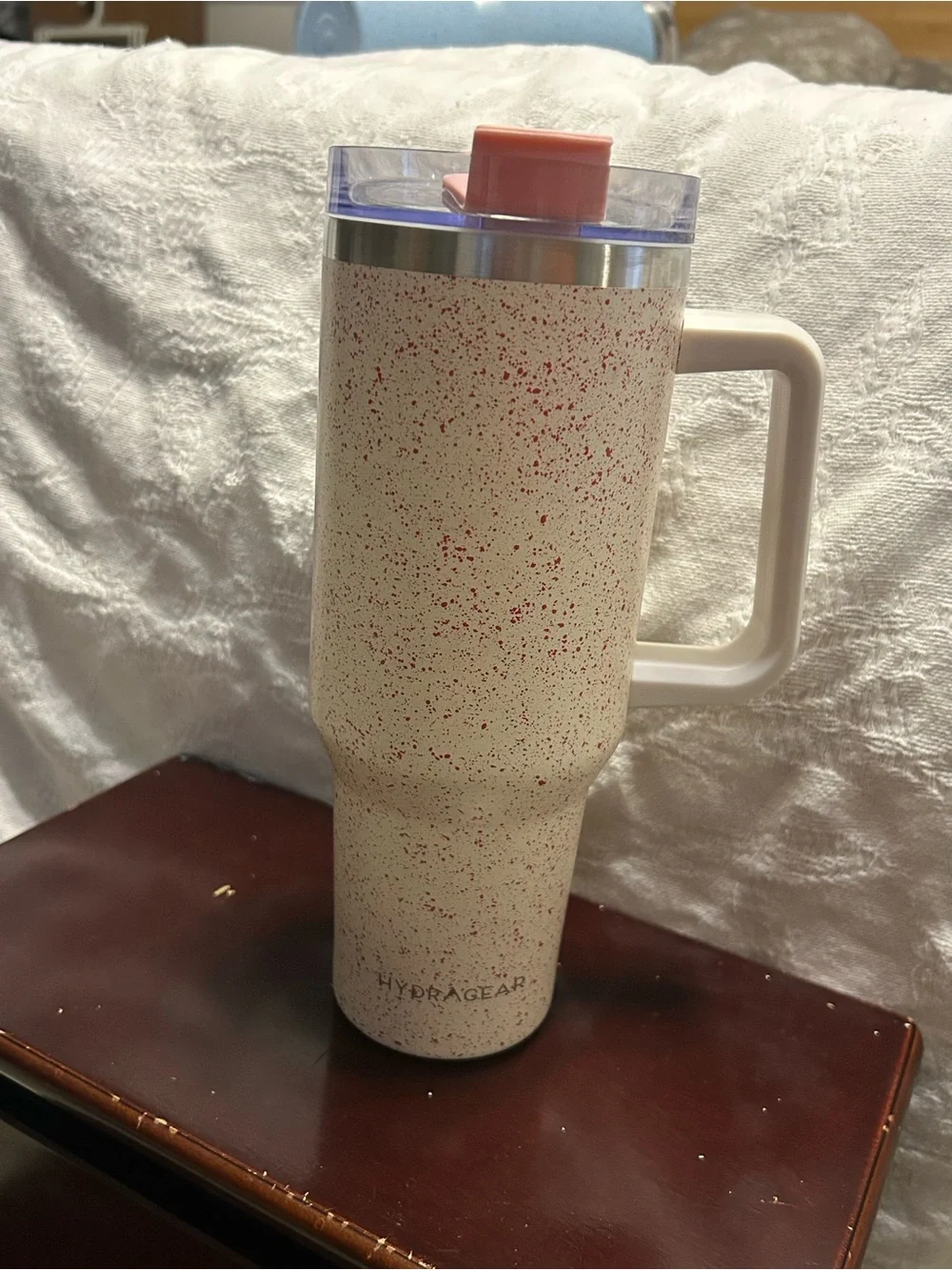 Hydragear Powder 40oz. Atlas Water Bottle  Cream and Pink Speckled